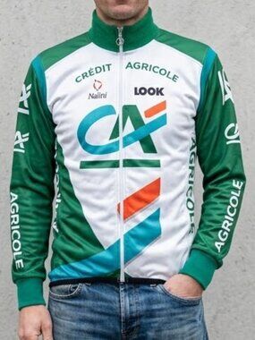 Nalini 90's Credit Agricole Insulated Winter Cold Cycling Jacket Jersey Men's M